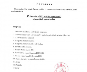 Úradná tabuľa / Pozvánka na obecné zastupiteľstvo - foto