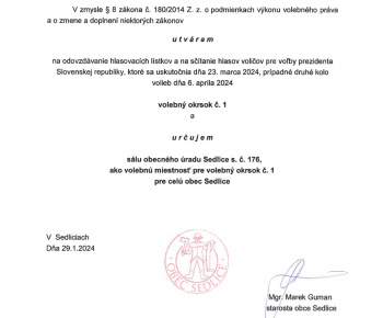 Úradná tabuľa / Voľby prezidenta Slovenskej republiky 2024 - foto