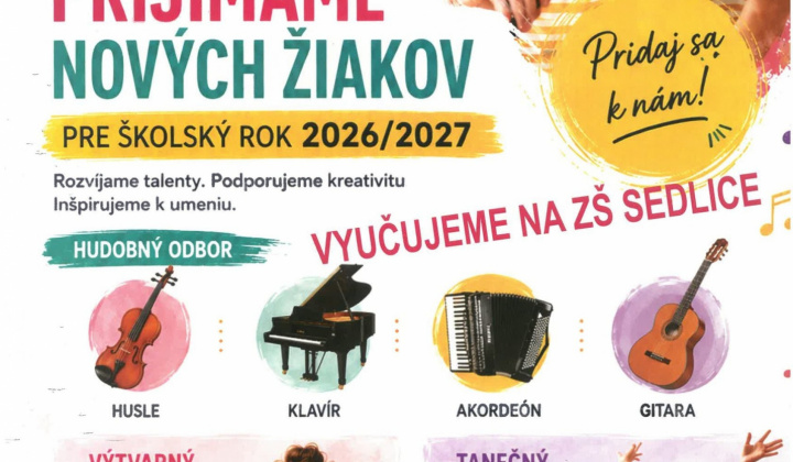 Prijímame nových žiakov pre školský rok 2026/2027
